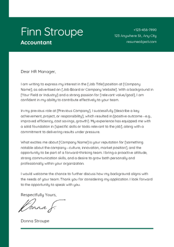 Accountant Cover Letter Examples, Sample Format