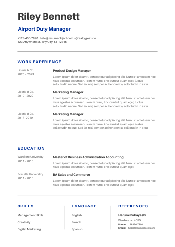 Airport Duty Manager Resume – Sample Format & Free Templates