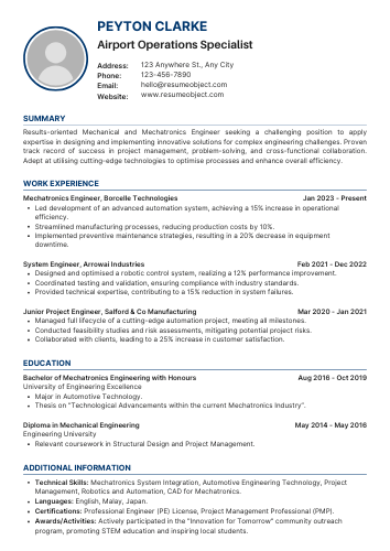 Airport Operations Specialist Resume – Sample Format & Free Templates