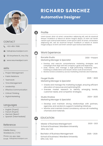 Automotive Designer Resume – Sample Format, Examples, Free Template