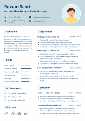 Automotive General Sales Manager Resume – Sample Format, Examples, Free Template
