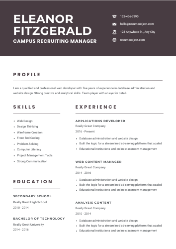 Campus Recruiting Manager Resume
