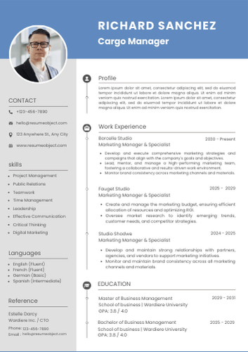 Cargo Manager Resume – Sample Format, Examples, Free Template