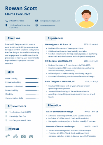 Claims Executive Resume Format, Objective Examples, Template