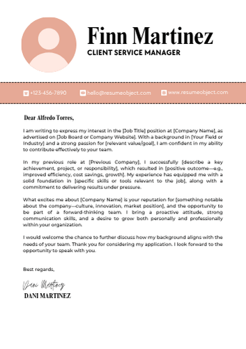 Client Service Manager Cover Letter Examples, Sample Format