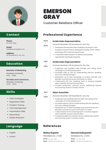 Customer Relations Officer Resume