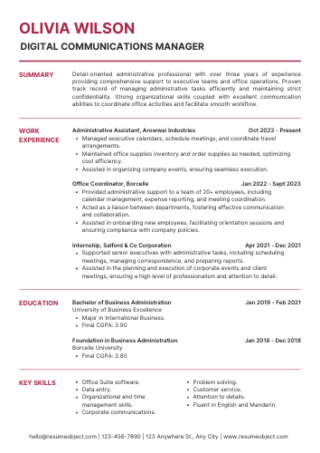 Digital Communications Manager Resume Template, Summary, Skills, Examples
