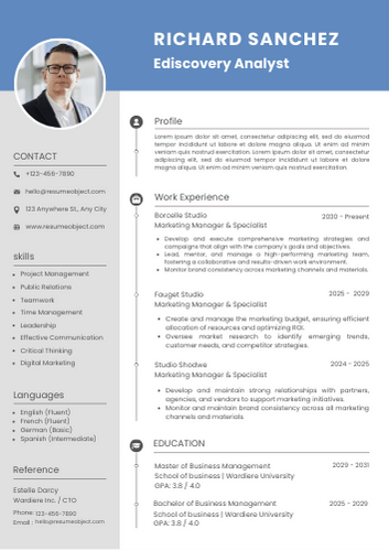 Ediscovery Analyst Resume Template, Summary, Skills, Examples