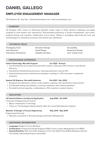 Employee Engagement Manager Resume