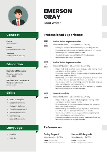 Food Writer Resume