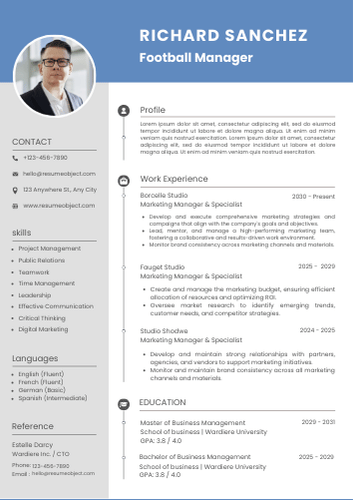 Football Manager Resume