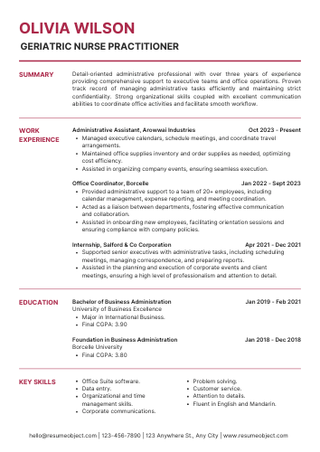 Geriatric Nurse Practitioner Resume Format, Summary, Skills, Duties