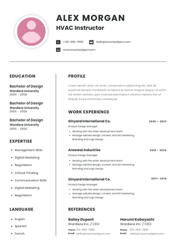 HVAC Instructor Resume Format, Summary, Skills, Duties