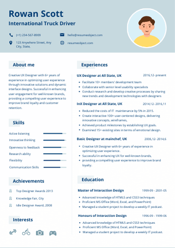 International Truck Driver Resume