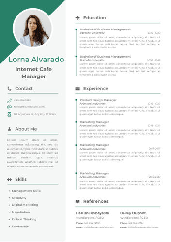 Internet Cafe Manager Resume Format, Summary, Skills, Duties