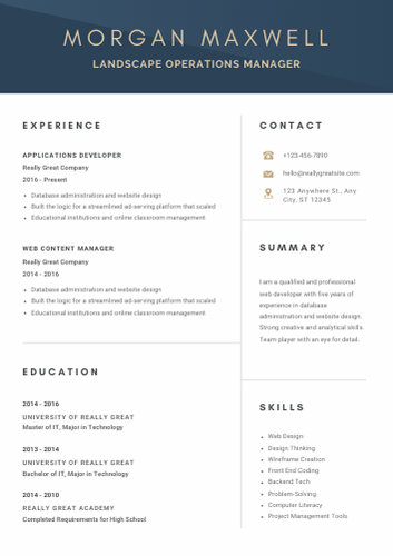 Landscape Operations Manager Resume Format, Summary, Skills, Duties