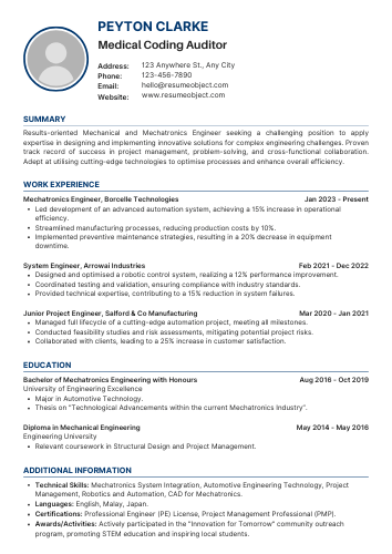 Medical Coding Auditor Resume Examples & Download Free Template