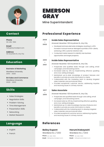 Mine Superintendent Resume