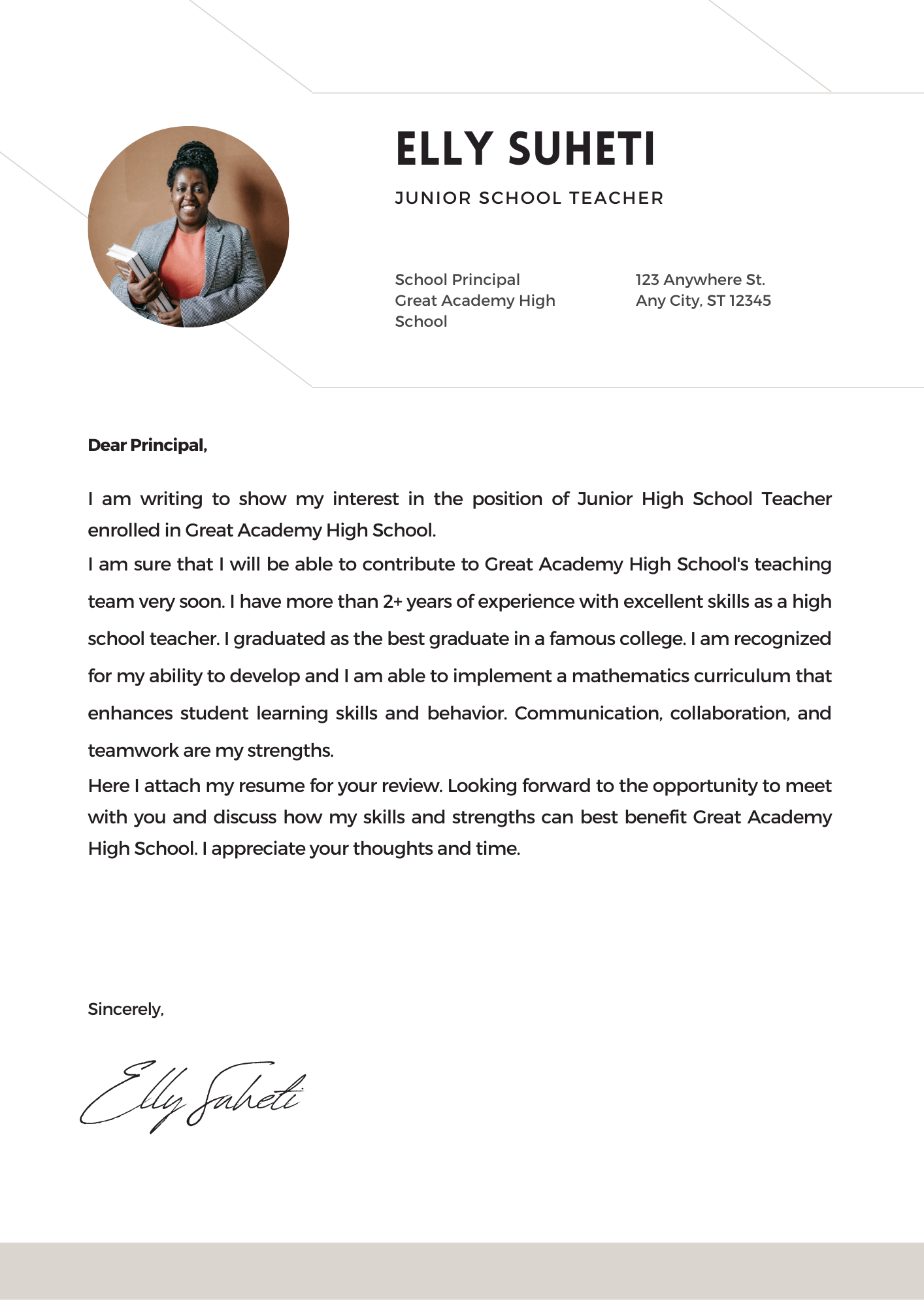 Modern Header Cover Letter Modern Header Cover Letter