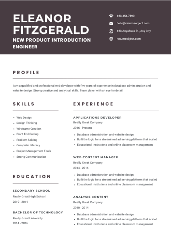 New Product Introduction Engineer Resume Examples & Download Free Template
