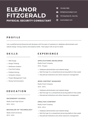 Physical Security Consultant Resume Examples & Download Free Template