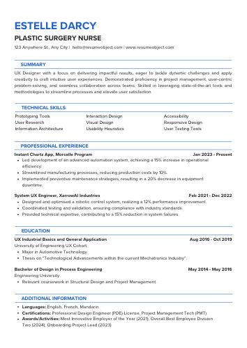 Plastic Surgery Nurse Resume