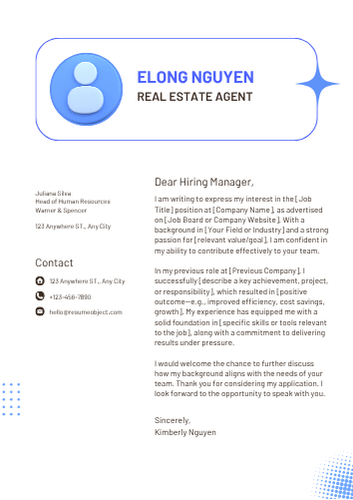 Real Estate Agent Cover Letter Examples, Sample Format