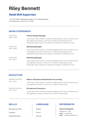 Retail Shift Supervisor Resume Examples & Download Free Template