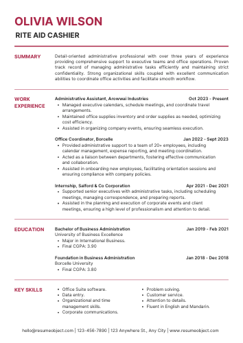 Rite Aid Cashier Resume Examples & Download Free Template