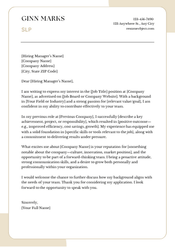 SLP Cover Letter Examples, Sample Format