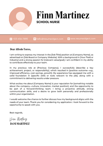 School Nurse Cover Letter Examples, Sample Format