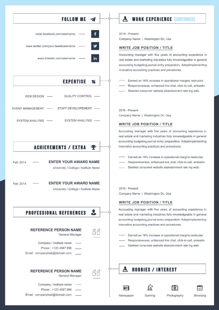 SkyLine Modern Resume Template 2