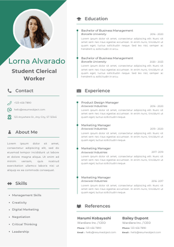 Student Clerical Worker Resume – Free Template, 30+ Examples