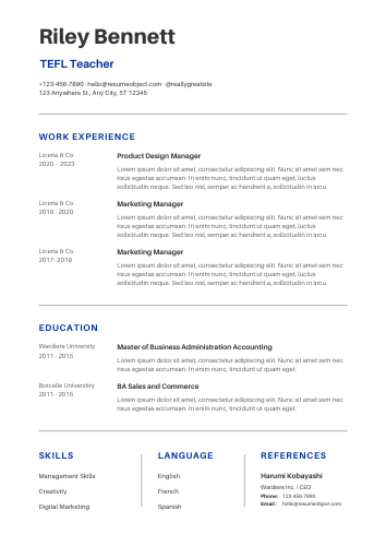TEFL Teacher Resume – Free Template, 30+ Examples