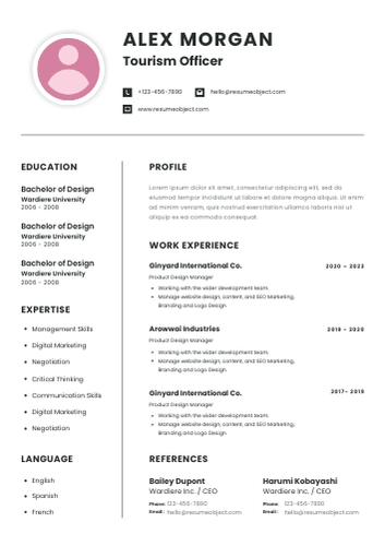 Tourism Officer Resume