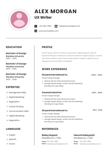 UX Writer Resume – Free Template, 30+ Examples