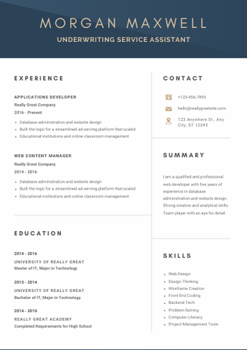 Underwriting Service Assistant Resume – Free Template, 30+ Examples