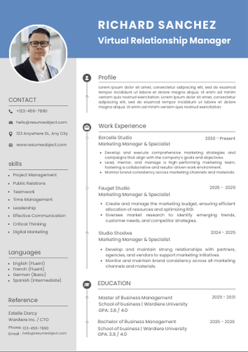 Virtual Relationship Manager Resume – Free Template, 30+ Examples