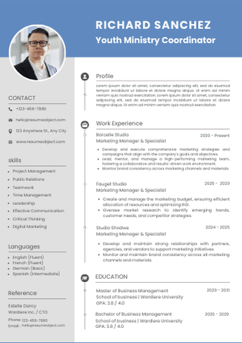 Youth Ministry Coordinator Resume – Sample Format & Free Templates