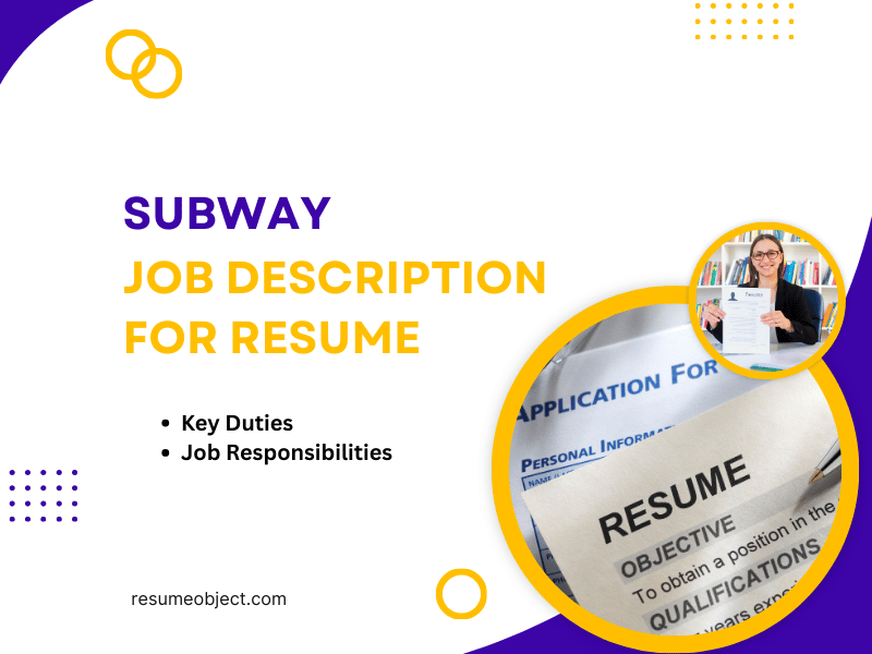 Subway Job Description for Resume